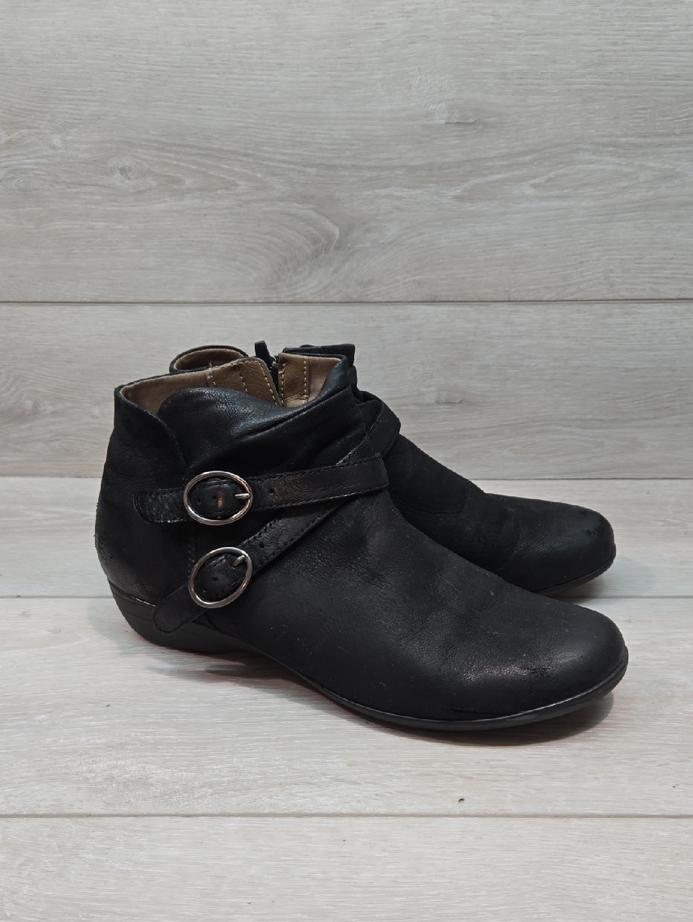 Dansko Women’s Black Ankle Boots with Double Buckle Strap Shoes Sz 40/9.5-10